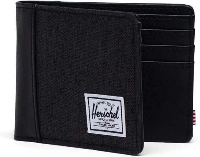 Herschel Hank II RFID Blocking Bi-Fold Wallet - Black Crosshatch/Black | Moose Limited